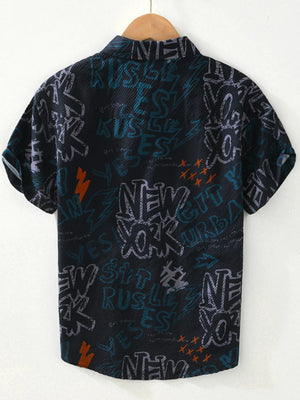 Men's Plus Size Printed Button Up Short Sleeve Shirt - Farnelli