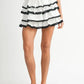 MABLE Poplin Ruffle Layered Contract Lace Trim Mini Skirt - Farnelli