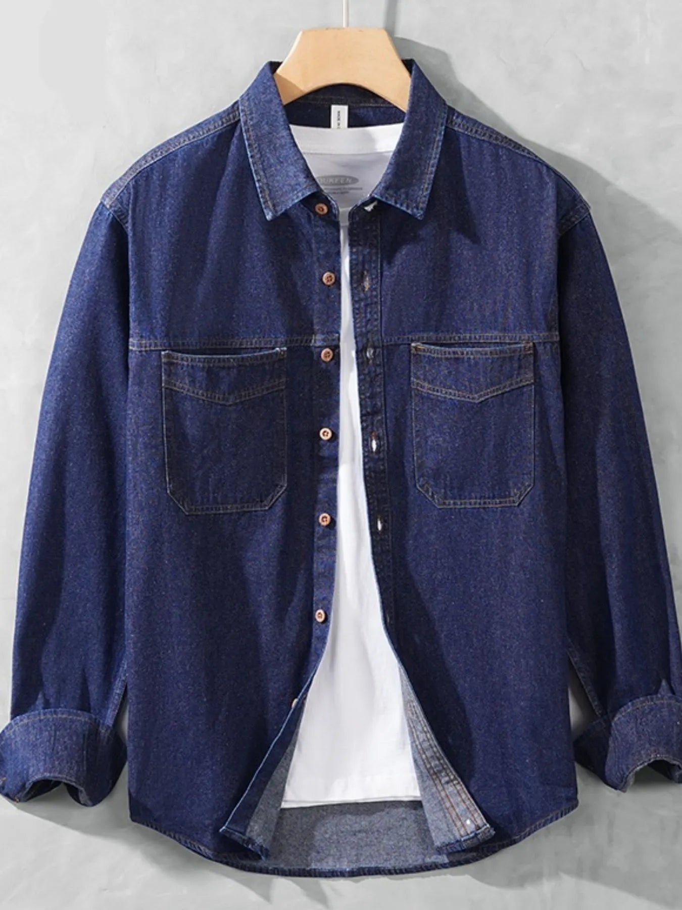 Men's Plus Size Button Up Long Sleeve Denim Shirt - Farnelli