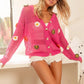BiBi Flower Patches Open Knit Sweater Cardigan - Farnelli