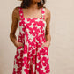 BiBi Floral Prints Tuck Detail Short Overall With Pockets - Farnelli