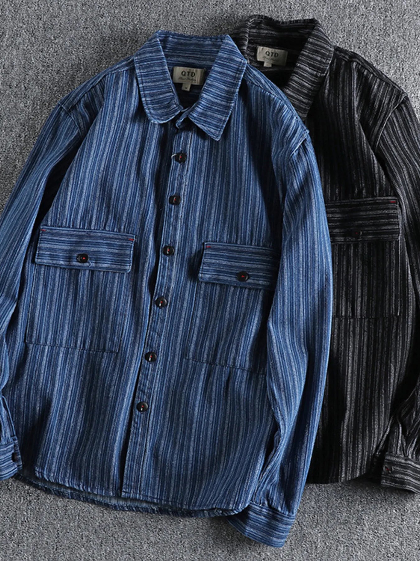 Men's Striped Button Down Denim Shirt - Farnelli