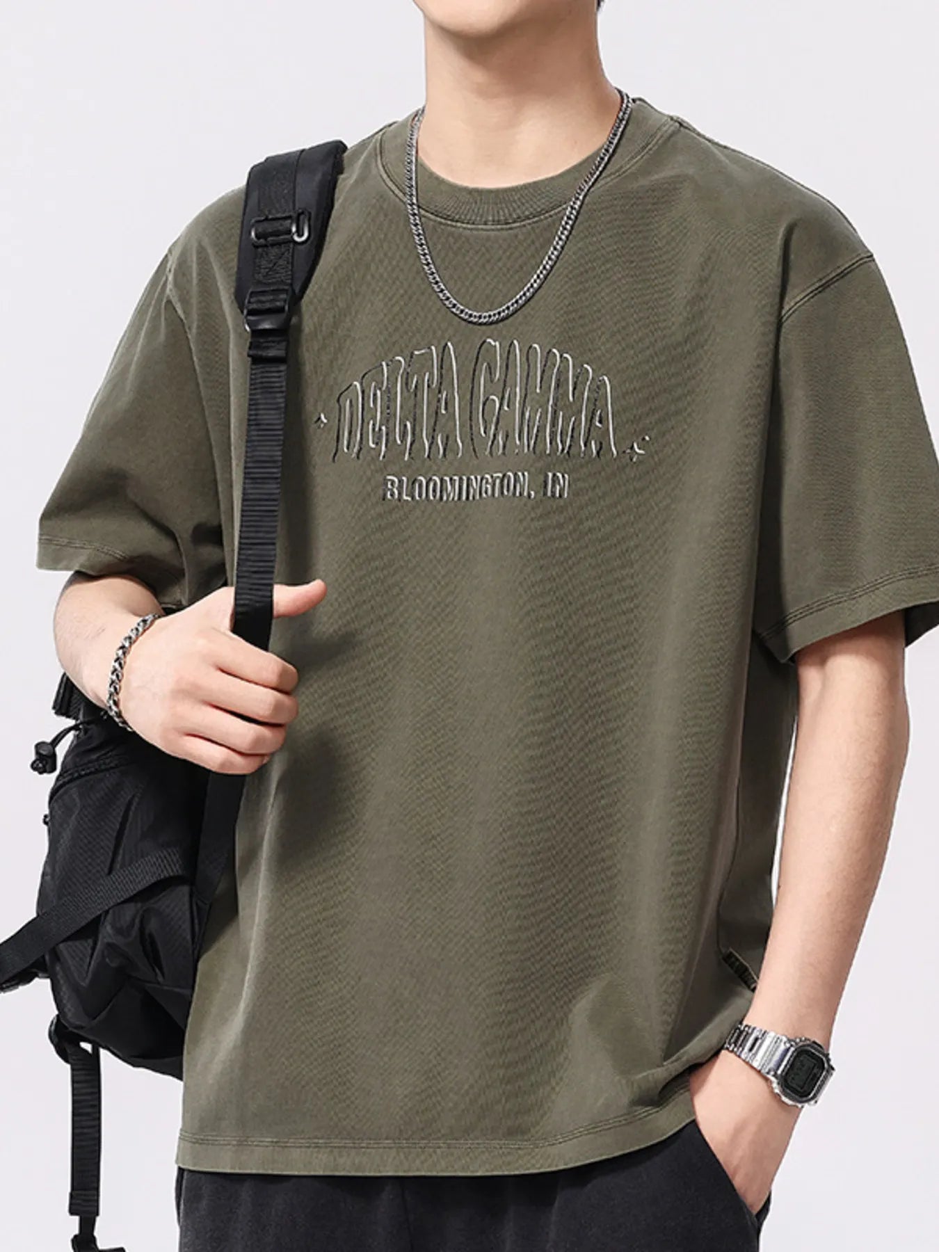 Men's Plus Size Letter Round Neck Short Sleeve T-Shirt - Farnelli