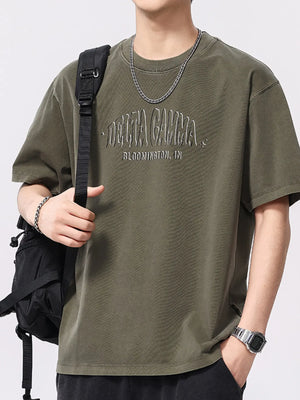 Men's Plus Size Letter Round Neck Short Sleeve T-Shirt - Farnelli