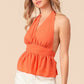 BiBi Back Open With Halter Neck Wrinkled Tank Top - Farnelli
