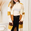 Woven Right Color Block Dropped Shoulder Cardigan - Brown/Tan Stripe