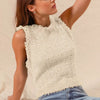 SO ME Tweed Knit Sweater Vest Top - OATMEAL