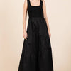 Mittoshop Mix Media Square Neck Maxi Dress - BLACK