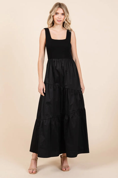 Mittoshop Mix Media Square Neck Maxi Dress - Farnelli