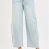 RISEN High Rise Crop Barrel Jeans - LIGHT