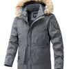 Men's Plus Size Fur Hooded Winter Parka Coat - Grey
