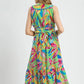 Umgee Ruffled Hem Printed Sleeveless Midi Dress - Farnelli