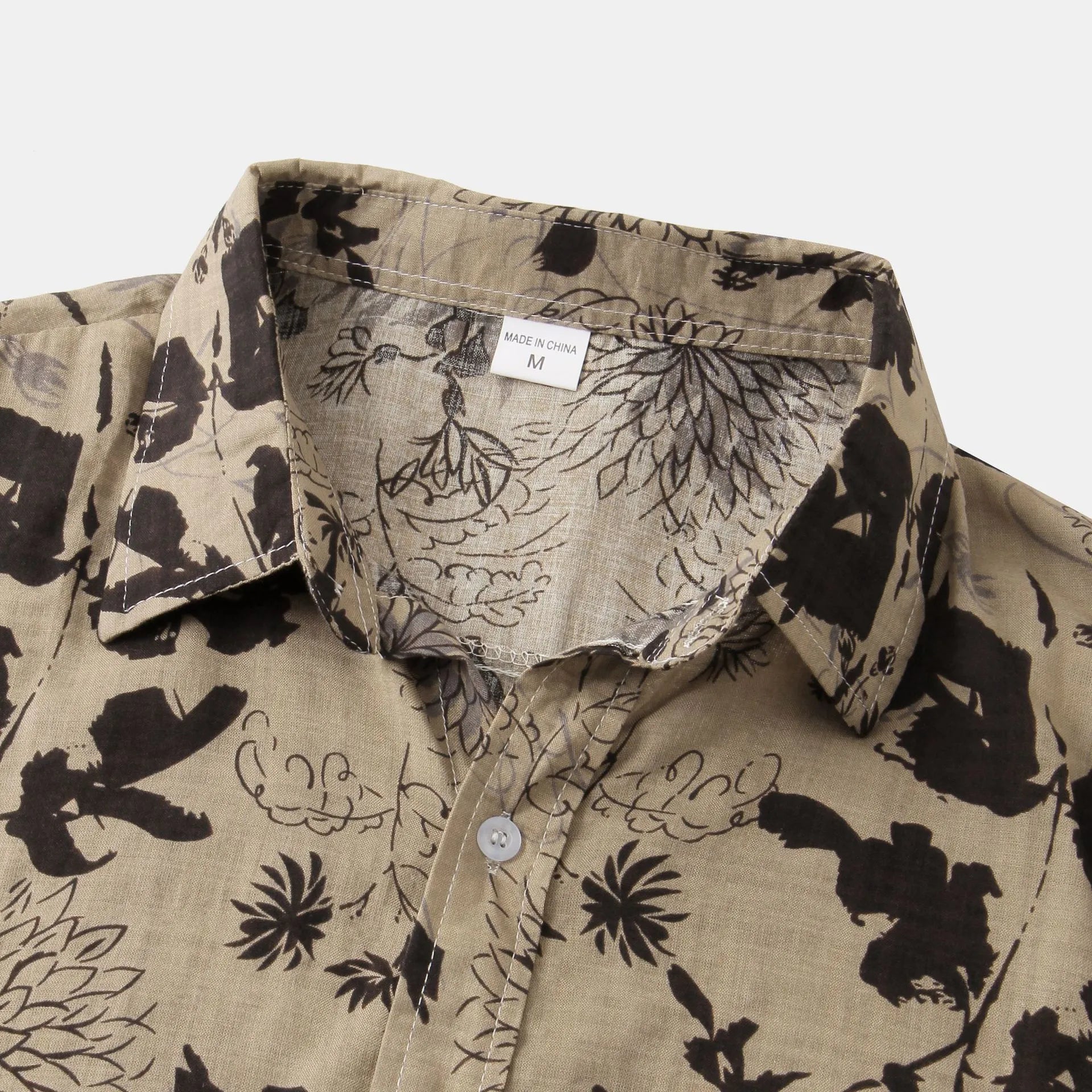 Men's Plus Size Floral Print Short Sleeve Button Down Shirt - Farnelli