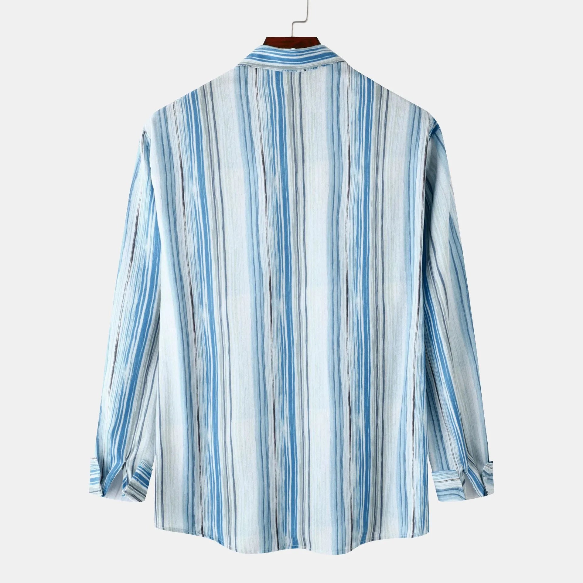 Men's Striped Button-Up Long Sleeve Shirt - Farnelli