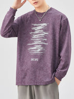 Men's Plus Size Graphic Round Neck Long Sleeve T-Shirt - Farnelli