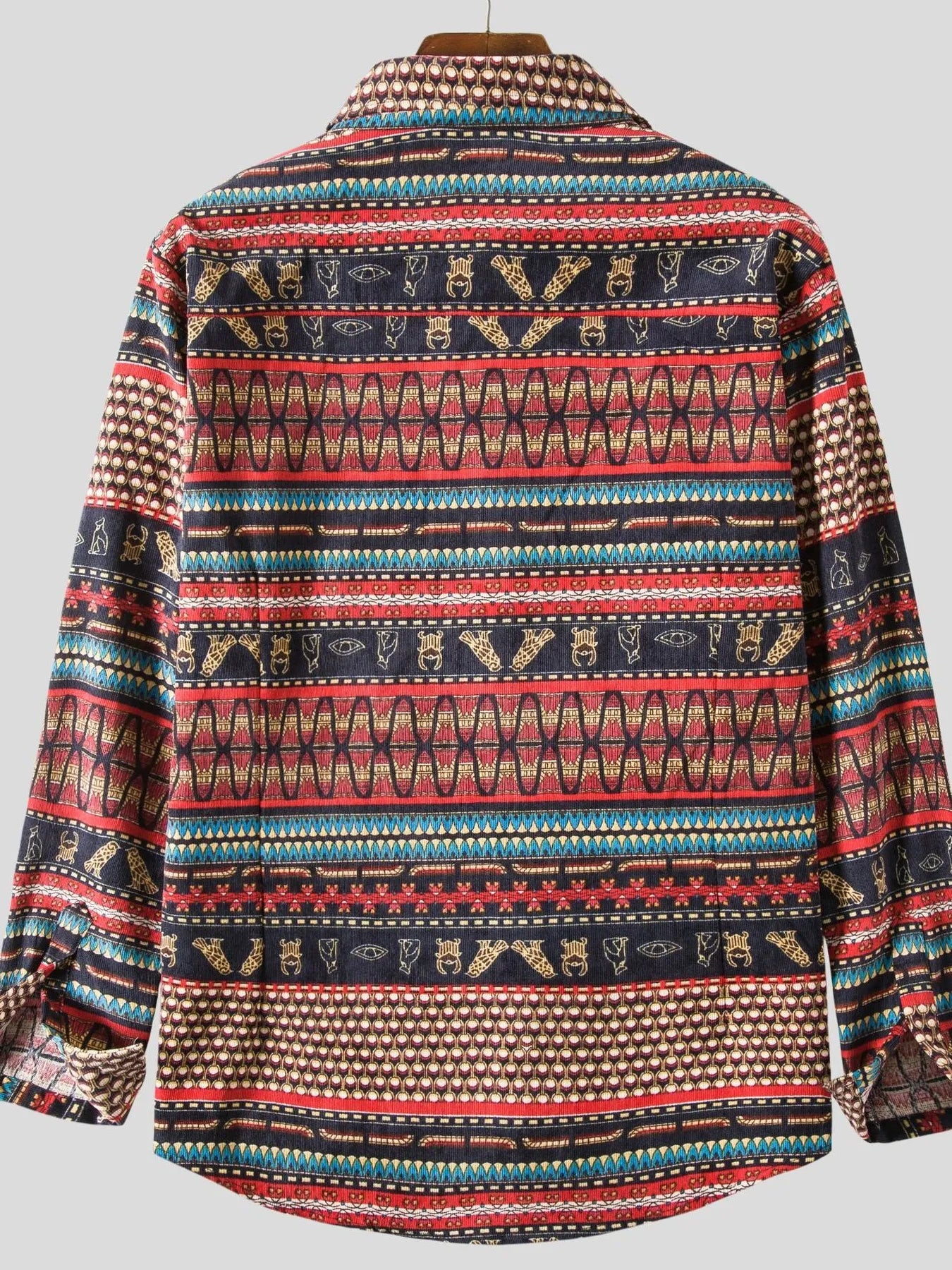 Men's Vintage Ethnic Print Button Down Shirt - Farnelli