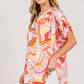 SAGE + FIG Abstract Print Half Button Blouse - Farnelli