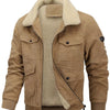 Men's Plus Size Corduroy Sherpa Lined Winter Coat - Camel