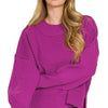 Zenana Wide Neck Band Drop Shoulder Sweater - LT PLUM
