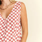 Jade By Jane Plus Size Back Tie Sleeveless Plaid Romper with Pockets - Farnelli