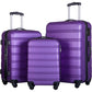 HouseOfZazla 3-piece hardside spinner luggage set in blue, purple, pink, and beige with TSA locks