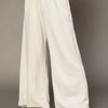 Umgee Elastic Drawstring Waistband Wide Leg Pants - ECRU