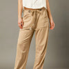 Umgee Cargo-Inspired Drawstring Pants - LATTE