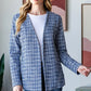 Heimish Full Size Houndstooth Tweed Open Front Blazer - Farnelli