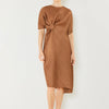 Marina West Swim Pleated Dolman Sleeve Dress - Brown Khaki