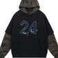 Men's Oversized Number 24 Hoodie with Camo Contrast Sleeves - Farnelli