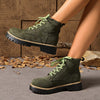 Lace-Up Ankle Boots - Army Green