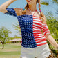 BiBi American Flag Off Shoulder With Front Ruched Top - Farnelli
