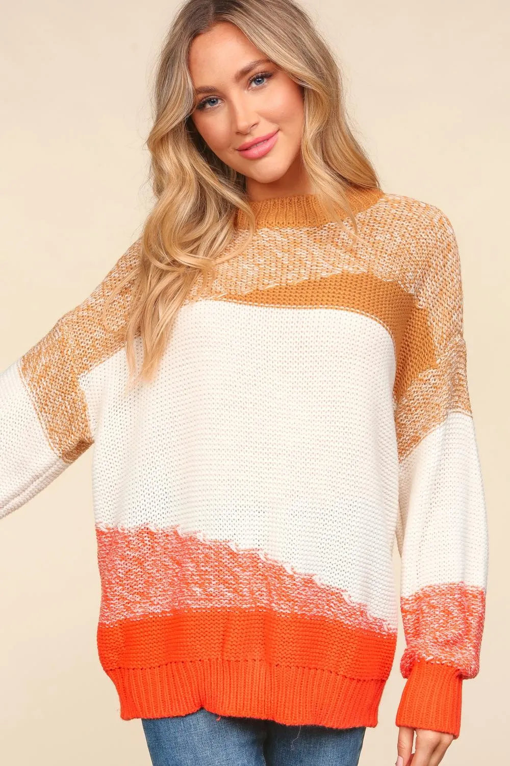 Haptics Color Block Long Sleeve Sweater - Farnelli