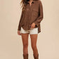 Annie Wear Openwork Button Down Drop Shoulder Shirt - Farnelli