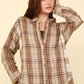 VERY J Contrast Plaid Raw Detail Shirt - Farnelli