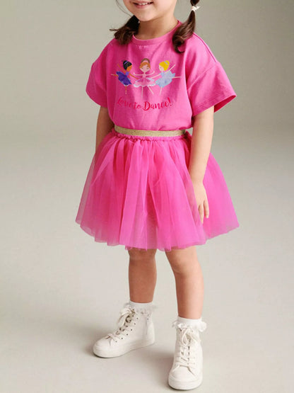 Children's Round Neck T-Shirt and Skirt Set - Farnelli