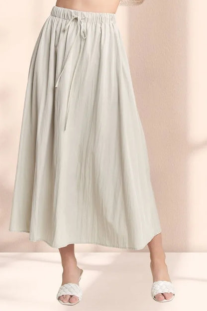 ADORA Drawstring Waist Crinkle Maxi Skirt - Farnelli