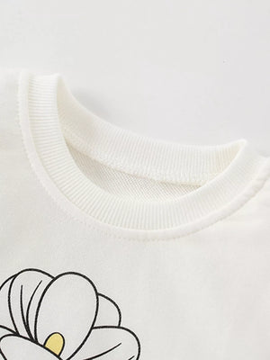 Children's Flower Graphic Crew Neck Sweatshirt - Farnelli