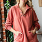 First Love Grommet Split Neck Kangaroo Pocket Sweatshirt - Farnelli
