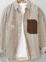 Men's Plus Size Striped Button-Up Shirt - Farnelli
