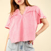 VERY J Nochted Short Sleeve Washed T-Shirt - Pink