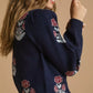 Umgee Floral Knit Sweater with Puff Sleeves - Farnelli