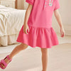 Children's Bunny Embroidered Polo Dress - Strawberry
