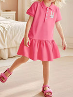 Children's Bunny Embroidered Polo Dress - Farnelli
