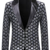 Men's Sequin One Button Blazer - Silver
