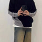 Men's Plus Size Two-Tone Mock Neck Sweater - Farnelli