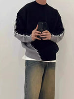 Men's Plus Size Two-Tone Mock Neck Sweater - Farnelli