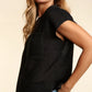 Haptics Pocketed Round Neck Cap Sleeve Knit Top - Farnelli