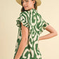 Annie Wear Abstract Printed Frill Sleeve Shirt Mini Dress - Farnelli