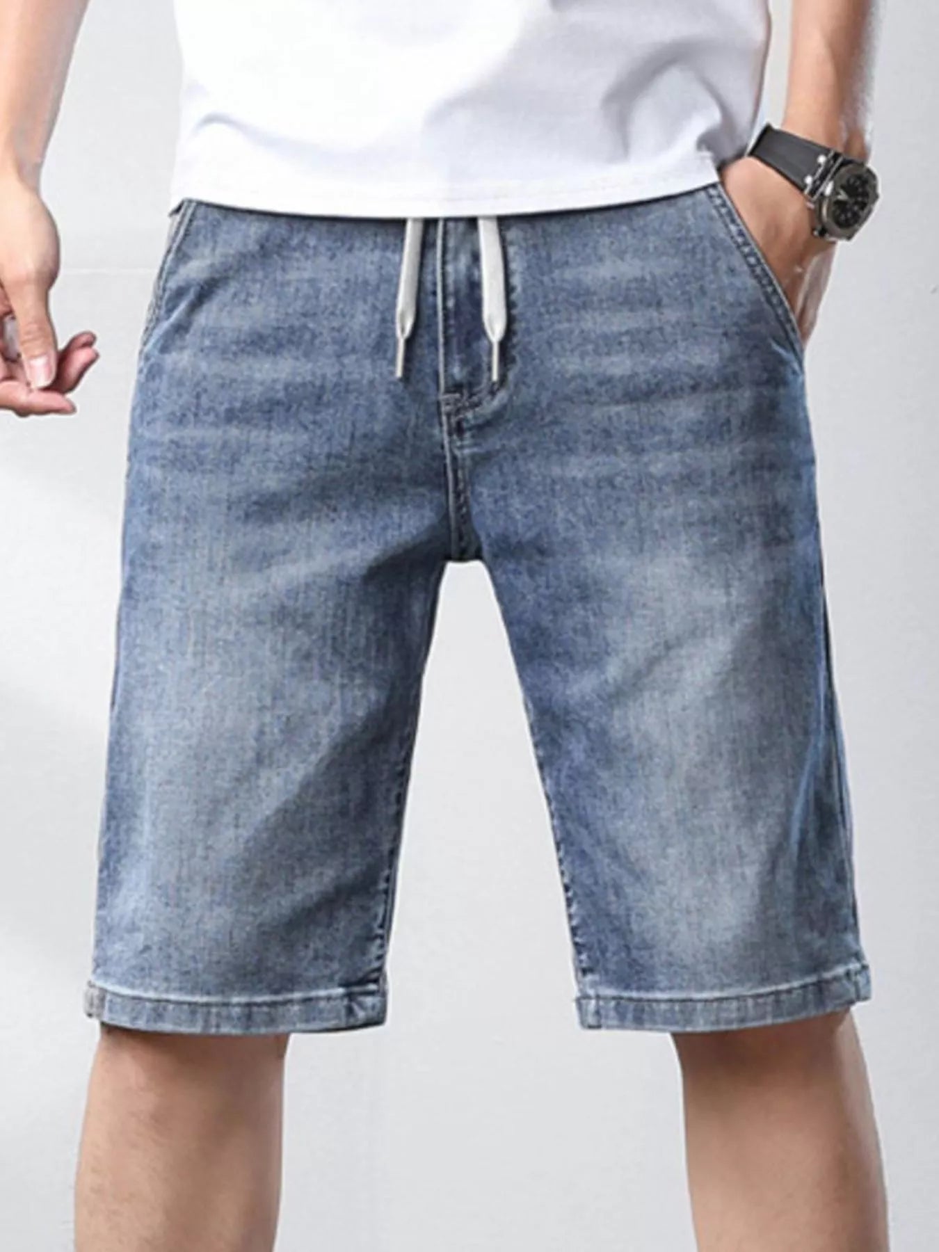 Men's Casual Drawstring Denim Shorts - Farnelli